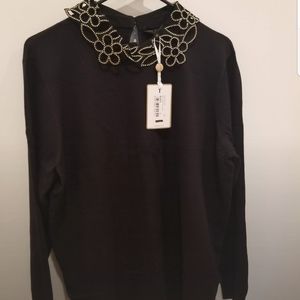 Brand new Authentic Ted Baker Azaleo Black/Gold shirt size 6 (16/18 or 1X) #NWT